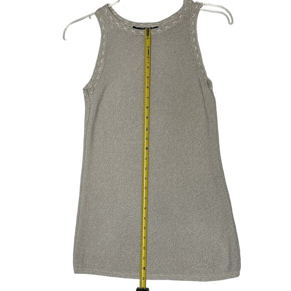 White House Black Market Tunic Length Tank Oatmeal, Gold Threading Glittery, XS - Picture 9 of 13